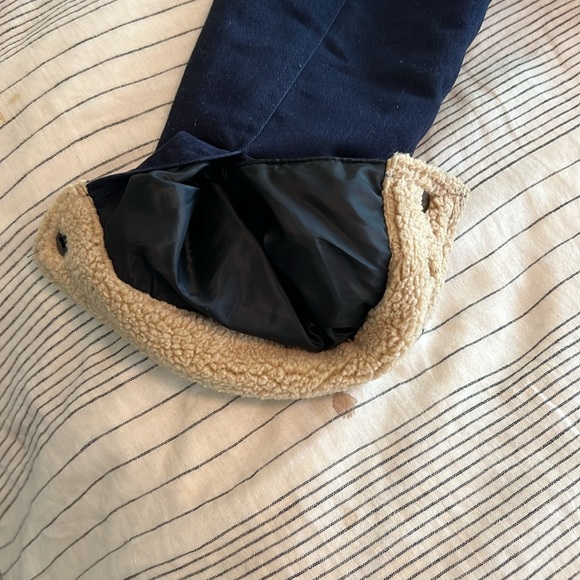 Large Blue Bomber Jacket with tan faux fur lining - Brandless - Picture 9 of 9